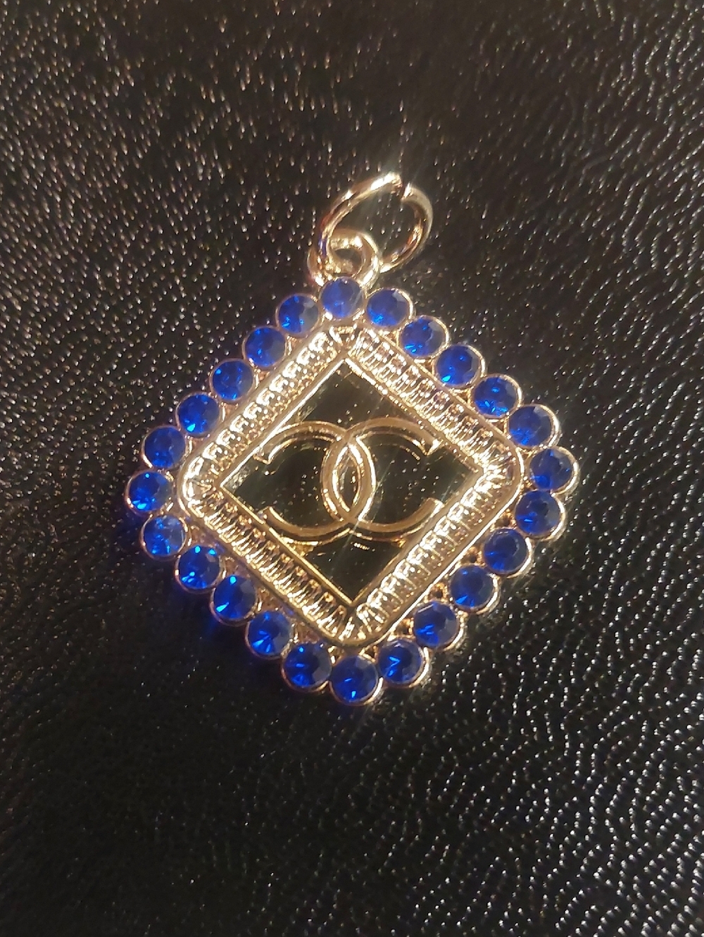 CC Gold and Royal Blue Square Charm Pendant